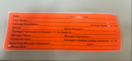 Damage Orange label - 75 per pack